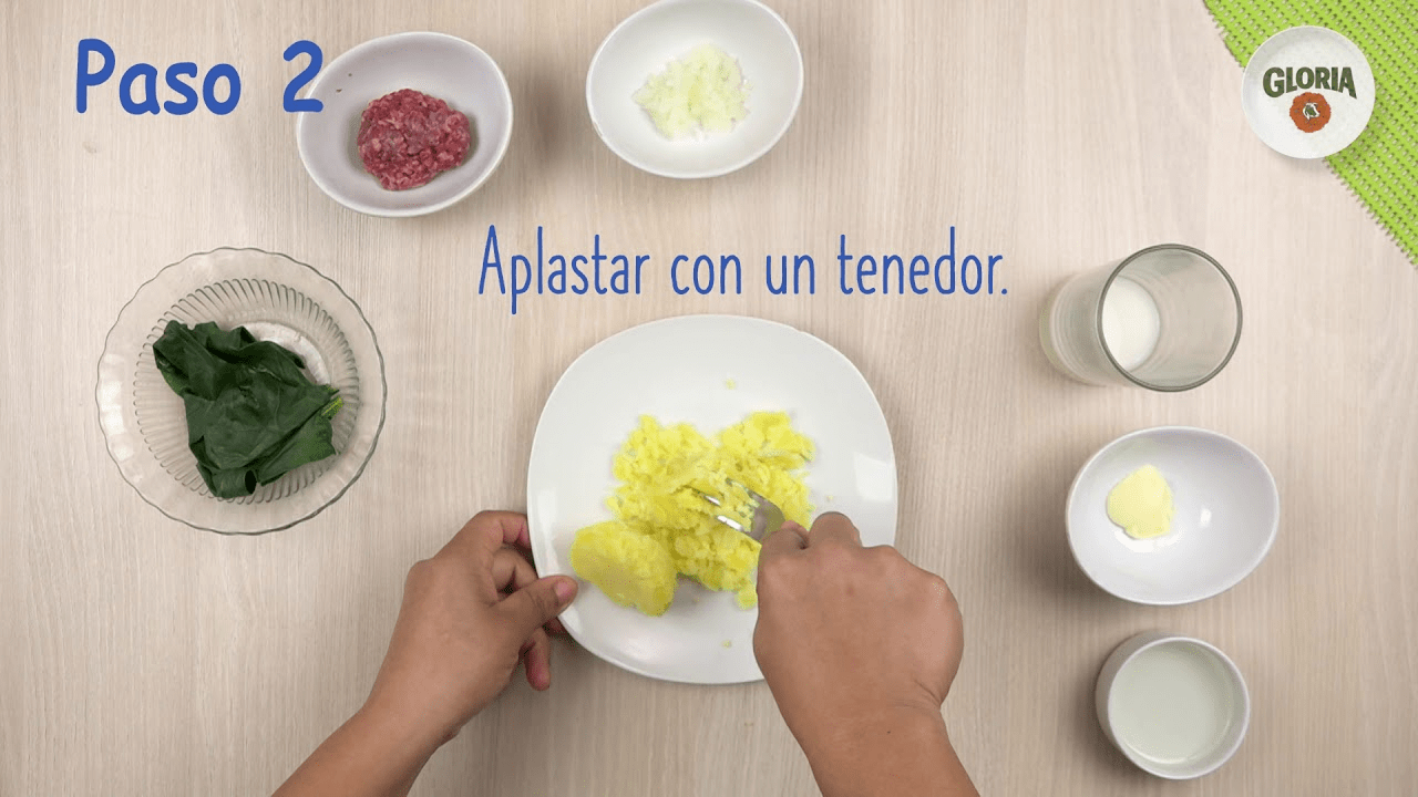 Purecito de espinaca con hamburguesa